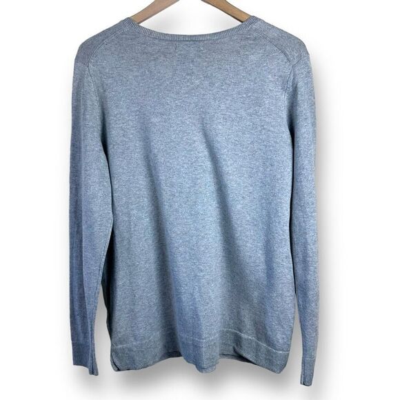 Amazon Women's XL Heart Print V-Neck Pullover Sweater Gray Black Casual Pullover - Picture 2 of 9